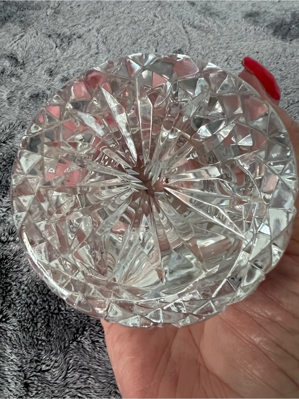 Vintage Heavy Cut Crystal Starburst Fan Design Paperweight